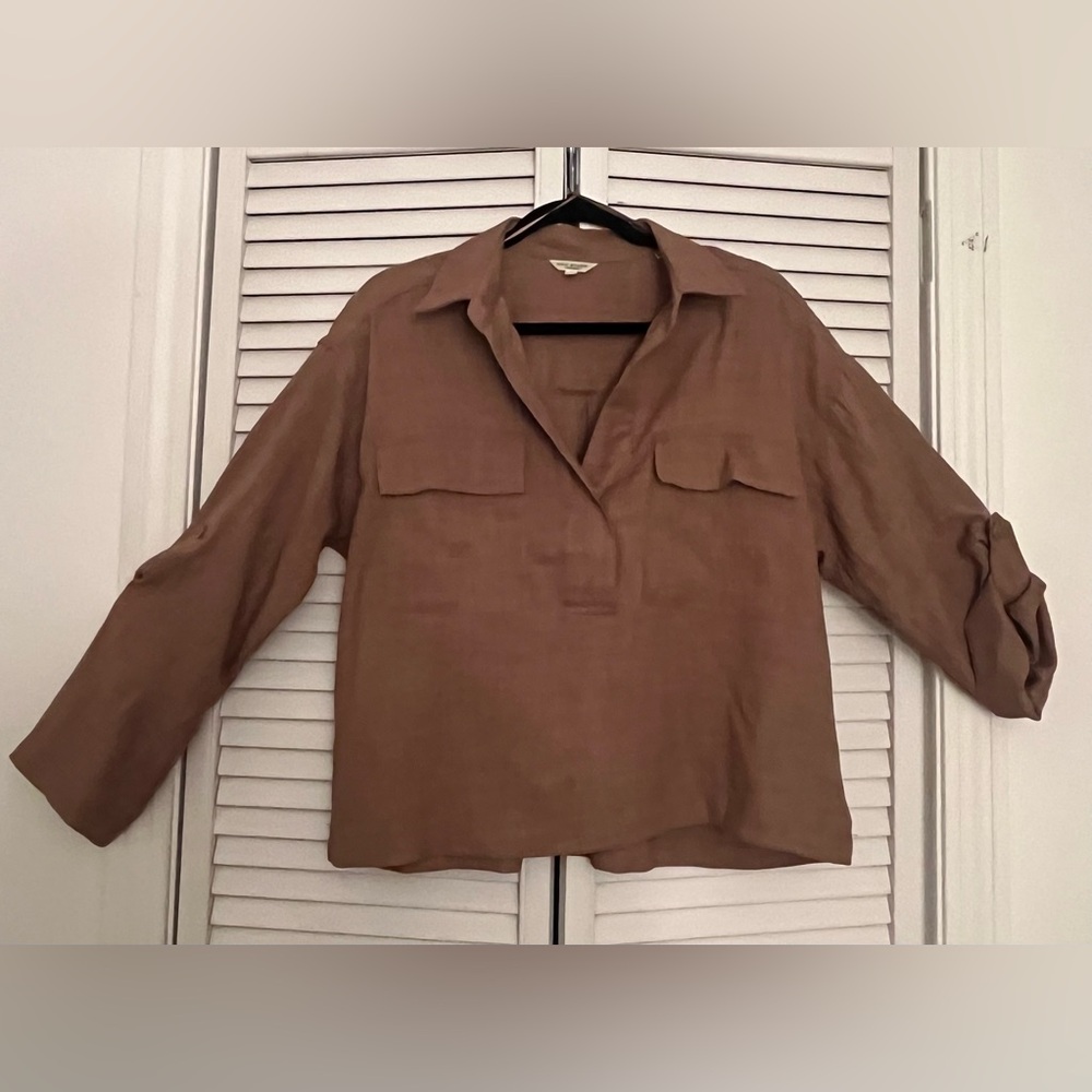 Max Studio Brown Button Down Shirt